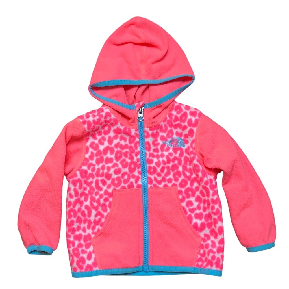 Neon Leopard North Face Hooded Fleece Jacket
